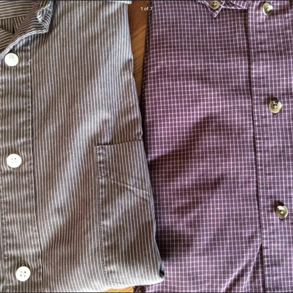 LOT OF 2 MENS SHIRTS Button Down Long Sleeve Collar Roundtree St Johns Bay SZ L - Picture 1 of 7